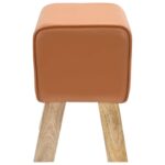 vidaXL lavička 40 x 30 x 45 cm Skutočná koža Hnedá – Obrázok 3
