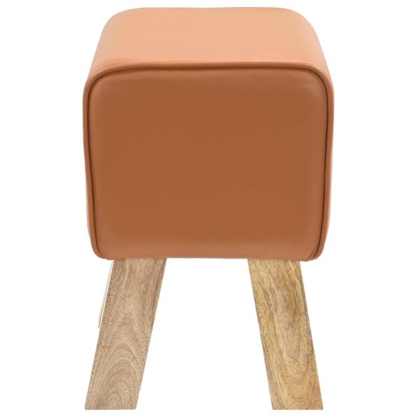 vidaXL lavička 40 x 30 x 45 cm Skutočná koža Hnedá – Obrázok 3