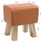 vidaXL lavička 40 x 30 x 45 cm Skutočná koža Hnedá – Obrázok 8