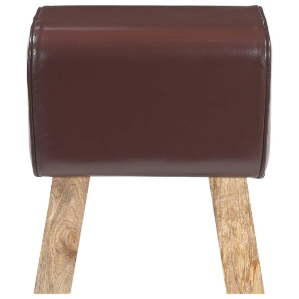 vidaXL lavička 40 x 30 x 45 cm Skutočná koža Tmavohnedá – Obrázok 2