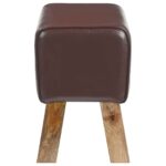 vidaXL lavička 40 x 30 x 45 cm Skutočná koža Tmavohnedá – Obrázok 3