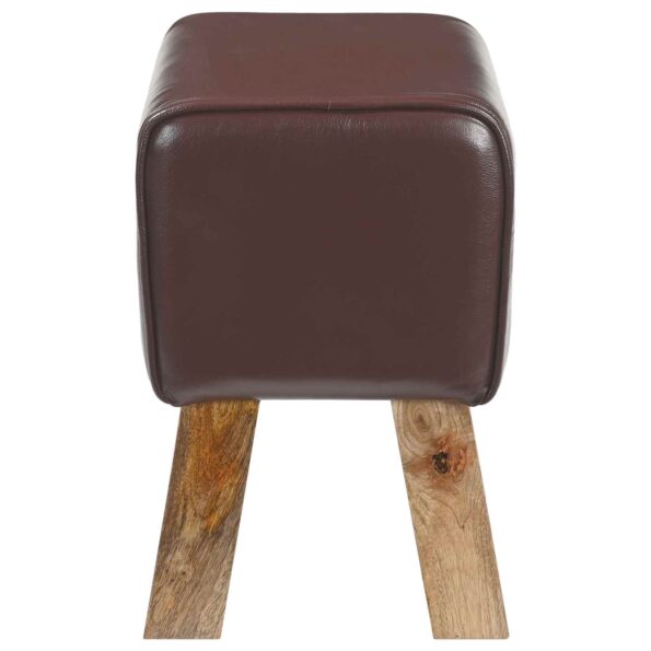 vidaXL lavička 40 x 30 x 45 cm Skutočná koža Tmavohnedá – Obrázok 3