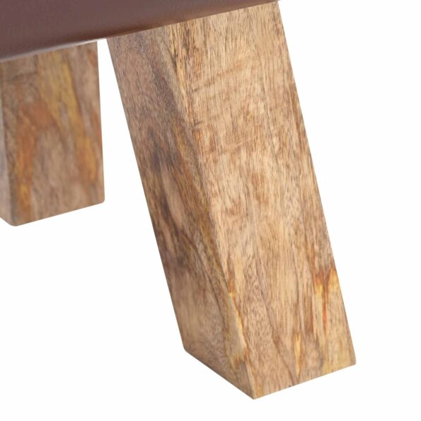 vidaXL lavička 40 x 30 x 45 cm Skutočná koža Tmavohnedá – Obrázok 6