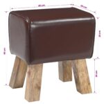 vidaXL lavička 40 x 30 x 45 cm Skutočná koža Tmavohnedá – Obrázok 8