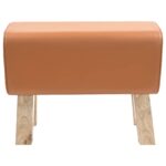 vidaXL lavička 60 x 30 x 45 cm Skutočná koža Hnedá – Obrázok 2
