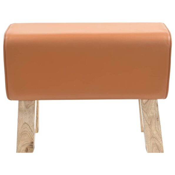 vidaXL lavička 60 x 30 x 45 cm Skutočná koža Hnedá – Obrázok 2