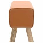 vidaXL lavička 60 x 30 x 45 cm Skutočná koža Hnedá – Obrázok 3
