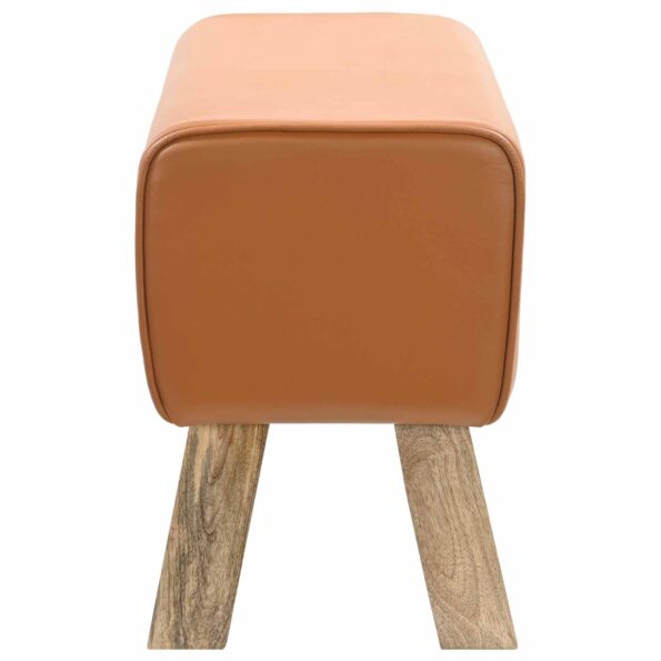 vidaXL lavička 60 x 30 x 45 cm Skutočná koža Hnedá – Obrázok 3
