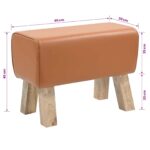 vidaXL lavička 60 x 30 x 45 cm Skutočná koža Hnedá – Obrázok 8