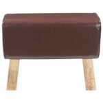 vidaXL lavička 60 x 30 x 45 cm Skutočná koža Tmavohnedá – Obrázok 2