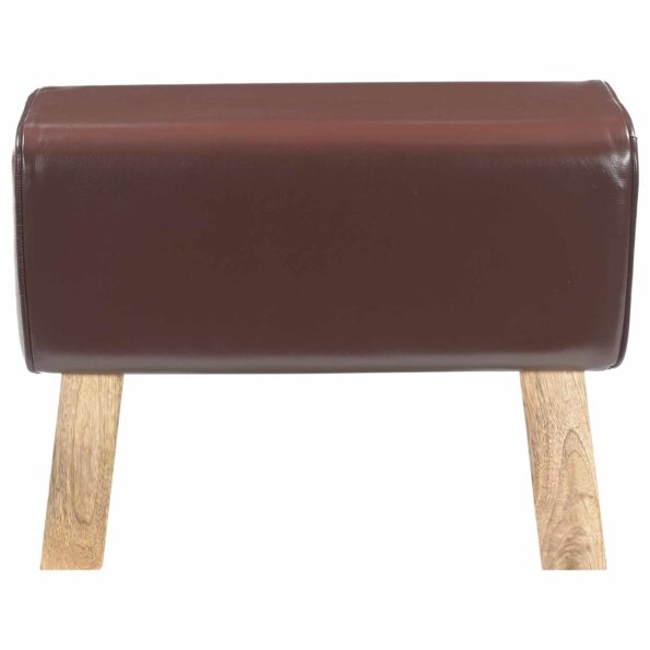 vidaXL lavička 60 x 30 x 45 cm Skutočná koža Tmavohnedá – Obrázok 2