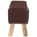 vidaXL lavička 60 x 30 x 45 cm Skutočná koža Tmavohnedá – Obrázok 3