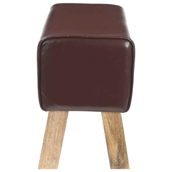 vidaXL lavička 60 x 30 x 45 cm Skutočná koža Tmavohnedá – Obrázok 3