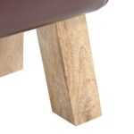 vidaXL lavička 60 x 30 x 45 cm Skutočná koža Tmavohnedá – Obrázok 6