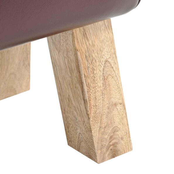 vidaXL lavička 60 x 30 x 45 cm Skutočná koža Tmavohnedá – Obrázok 6