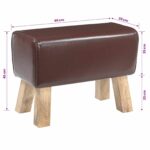 vidaXL lavička 60 x 30 x 45 cm Skutočná koža Tmavohnedá – Obrázok 8