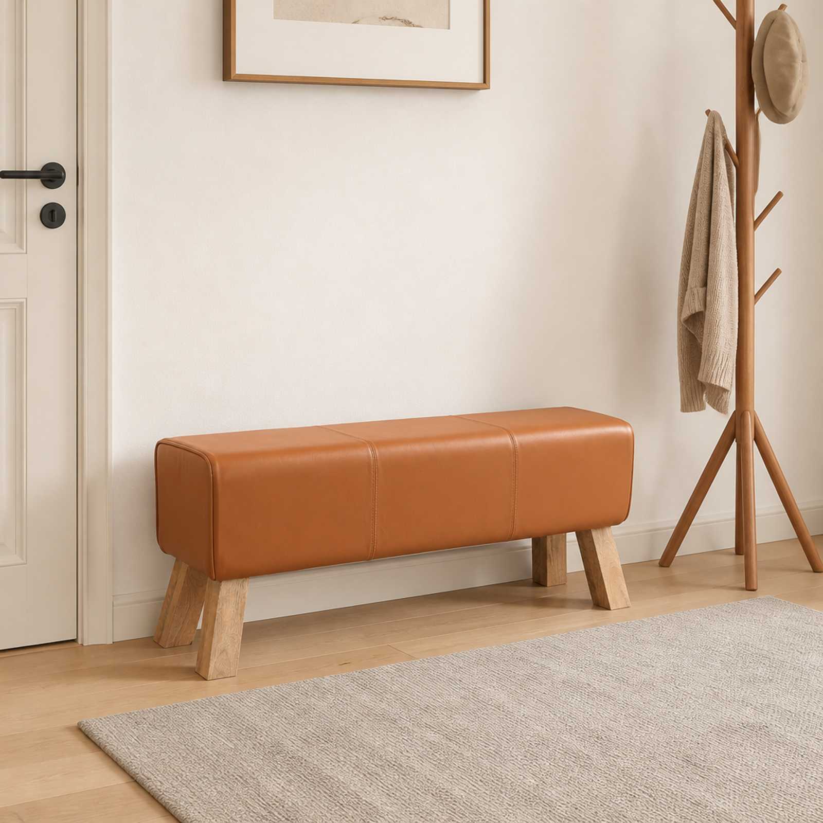 42042111_1.jpg vidaXL lavička 110 x 30 x 45 cm Skutočná koža Hnedá – Obrázok 1