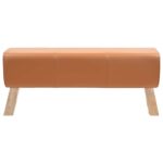 vidaXL lavička 110 x 30 x 45 cm Skutočná koža Hnedá – Obrázok 2