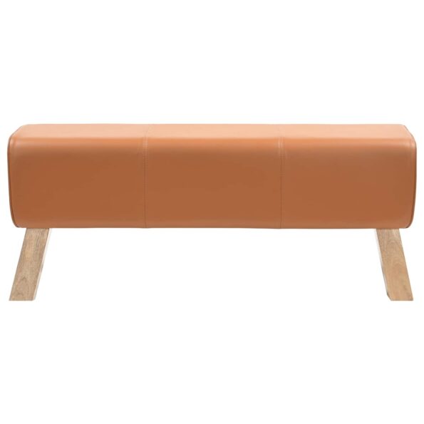 vidaXL lavička 110 x 30 x 45 cm Skutočná koža Hnedá – Obrázok 2