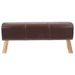 vidaXL lavička 110 x 30 x 45 cm Skutočná koža Tmavohnedá – Obrázok 2