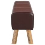 vidaXL lavička 110 x 30 x 45 cm Skutočná koža Tmavohnedá – Obrázok 3