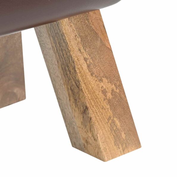 vidaXL lavička 110 x 30 x 45 cm Skutočná koža Tmavohnedá – Obrázok 5