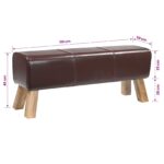 vidaXL lavička 110 x 30 x 45 cm Skutočná koža Tmavohnedá – Obrázok 7