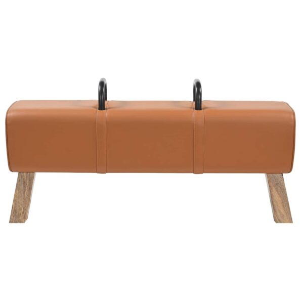 vidaXL lavička Hnedá 110 x 30 x 45 cm Skutočná koža – Obrázok 2