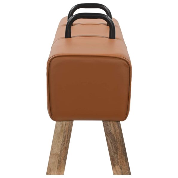 vidaXL lavička Hnedá 110 x 30 x 45 cm Skutočná koža – Obrázok 3