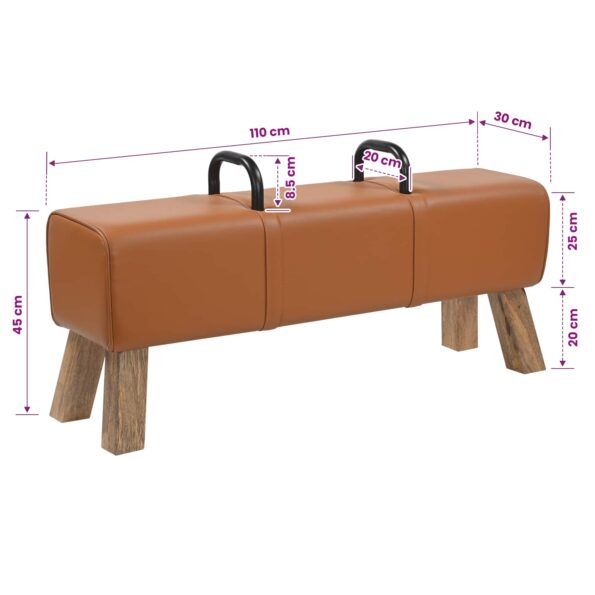 vidaXL lavička Hnedá 110 x 30 x 45 cm Skutočná koža – Obrázok 8