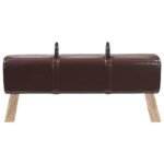 vidaXL lavička Tmavohnedá 110 x 30 x 45 cm Skutočná koža – Obrázok 2