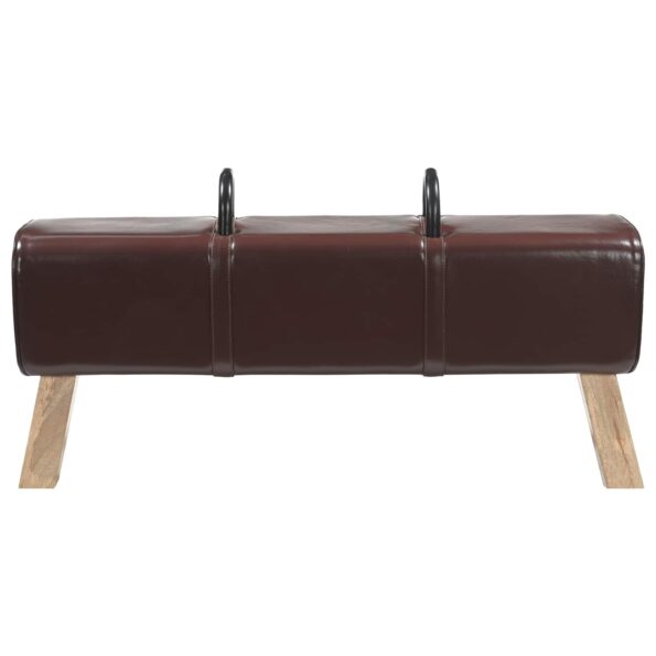 vidaXL lavička Tmavohnedá 110 x 30 x 45 cm Skutočná koža – Obrázok 2