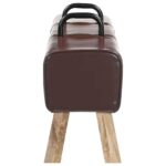 vidaXL lavička Tmavohnedá 110 x 30 x 45 cm Skutočná koža – Obrázok 3