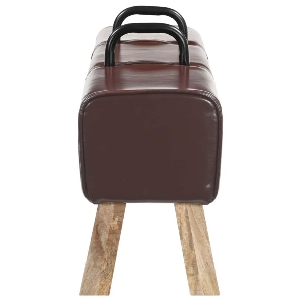 vidaXL lavička Tmavohnedá 110 x 30 x 45 cm Skutočná koža – Obrázok 3