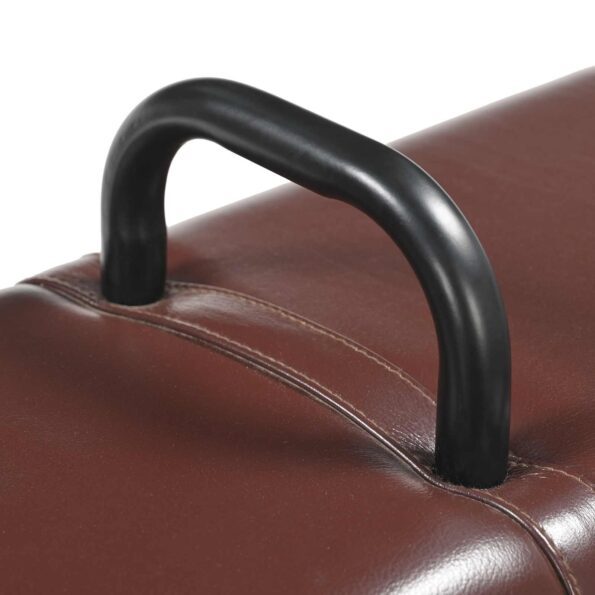 vidaXL lavička Tmavohnedá 110 x 30 x 45 cm Skutočná koža – Obrázok 5