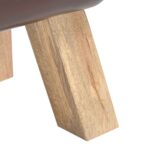 vidaXL lavička Tmavohnedá 110 x 30 x 45 cm Skutočná koža – Obrázok 6