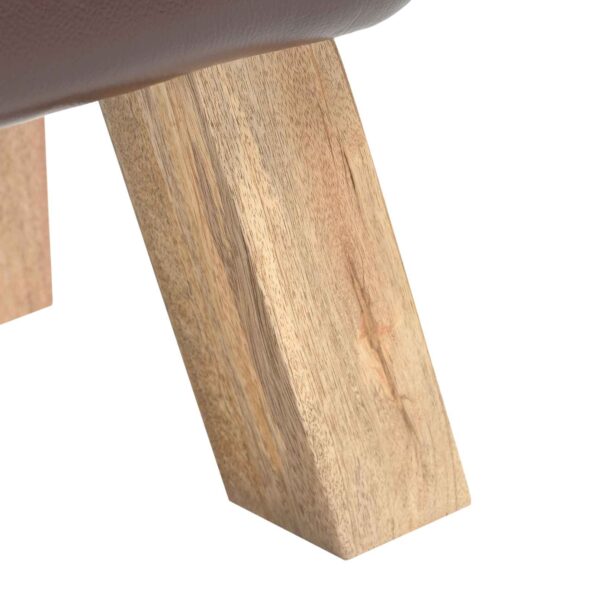 vidaXL lavička Tmavohnedá 110 x 30 x 45 cm Skutočná koža – Obrázok 6