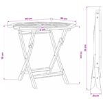 vidaXL Skladací záhradný stôl Prírodná 90 x 90 x 75 cm – Obrázok 9