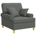 vidaXL XL kreslo s vankúšmi Tmavosivá Látka