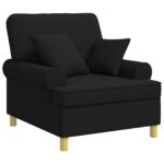vidaXL XL kreslo s vankúšmi Čierna Látka