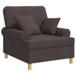 vidaXL XL kreslo s vankúšmi Tmavohnedá Látka