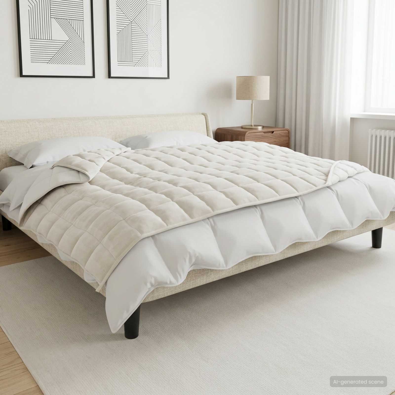 42044015_1.jpg vidaXL Záťažová deka Biela 120 x 180 cm 5 kg 100% Bavlna 205T – Obrázok 1