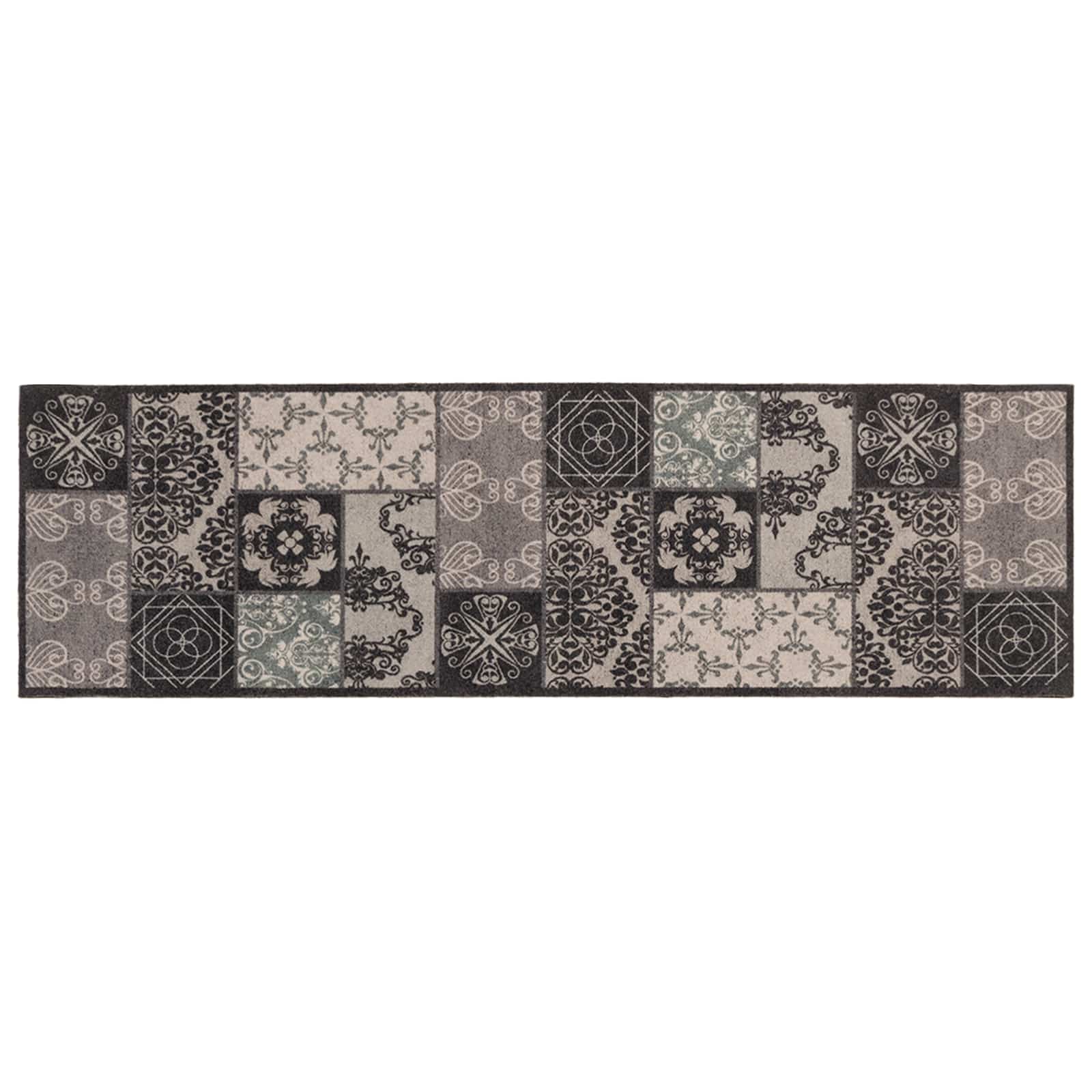 42045716_1.jpg vidaXL Kuchynský koberec čierna mozaika 150 x 45 cm 100% polyamid – Obrázok 1