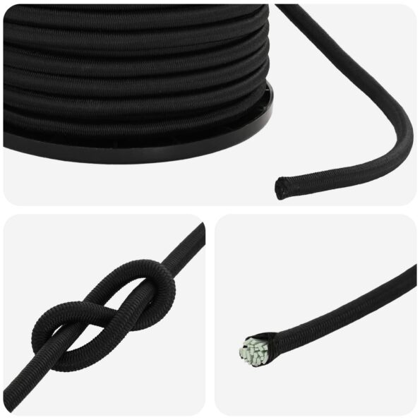 vidaXL Bungee šnúry 4 mm Čierna PP a guma – Obrázok 4