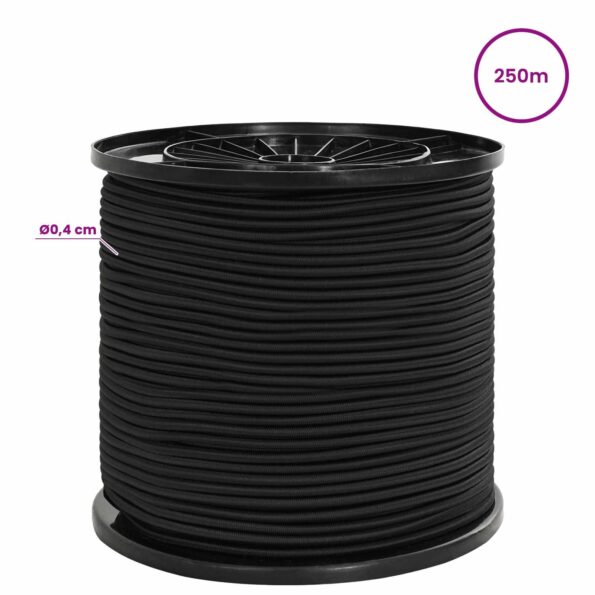 vidaXL Bungee šnúry 4 mm Čierna PP a guma – Obrázok 5