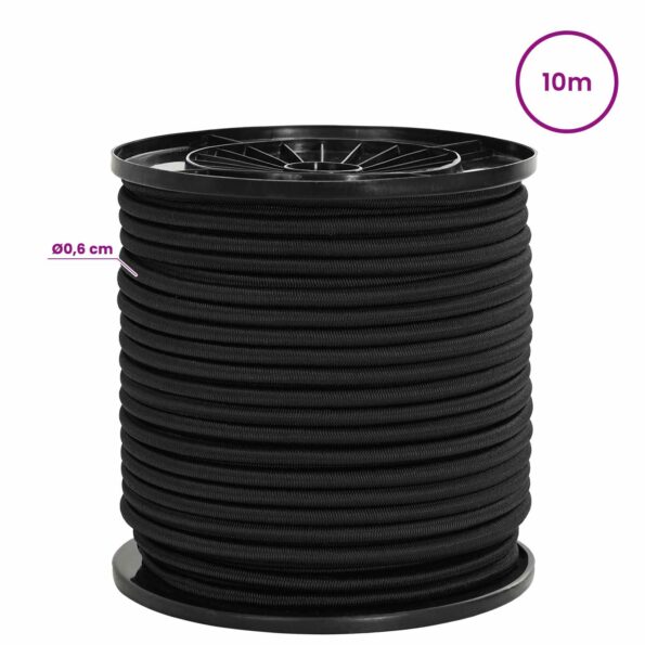 vidaXL Bungee šnúry 6 mm Čierna PP a guma – Obrázok 5