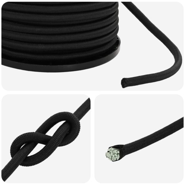 vidaXL Bungee šnúry 6 mm Čierna PP a guma – Obrázok 4