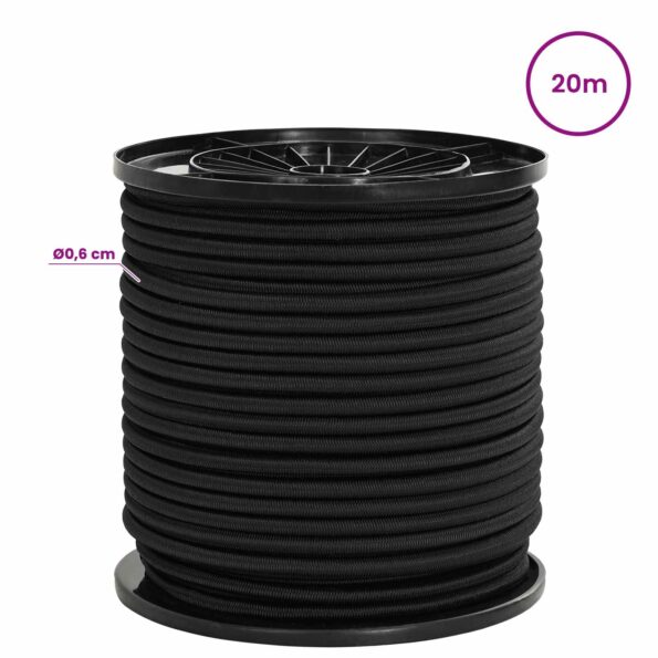 vidaXL Bungee šnúry 6 mm Čierna PP a guma – Obrázok 5