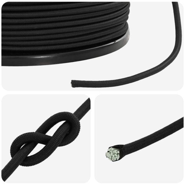 vidaXL Bungee šnúry 6 mm Čierna PP a guma – Obrázok 4