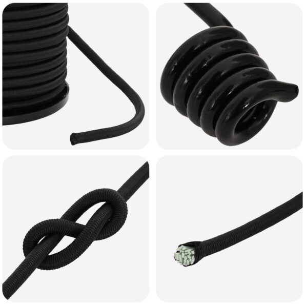 vidaXL Bungee šnúry s háčikmi 4 mm Čierna PP a guma – Obrázok 4